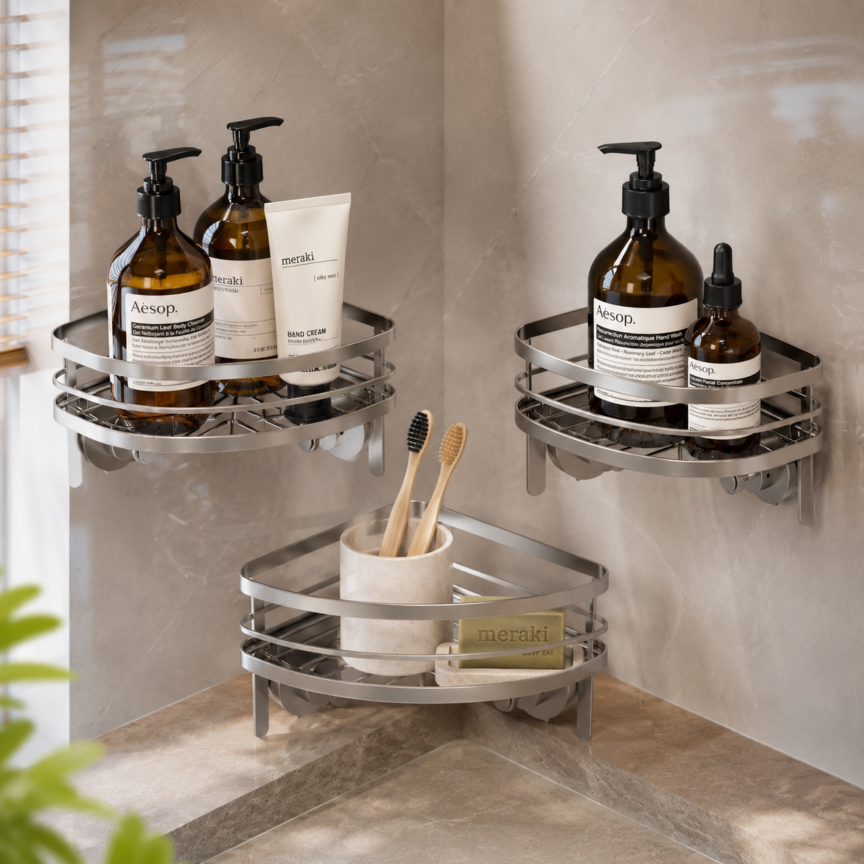 3-Pack Clear Corner Shower Baskets