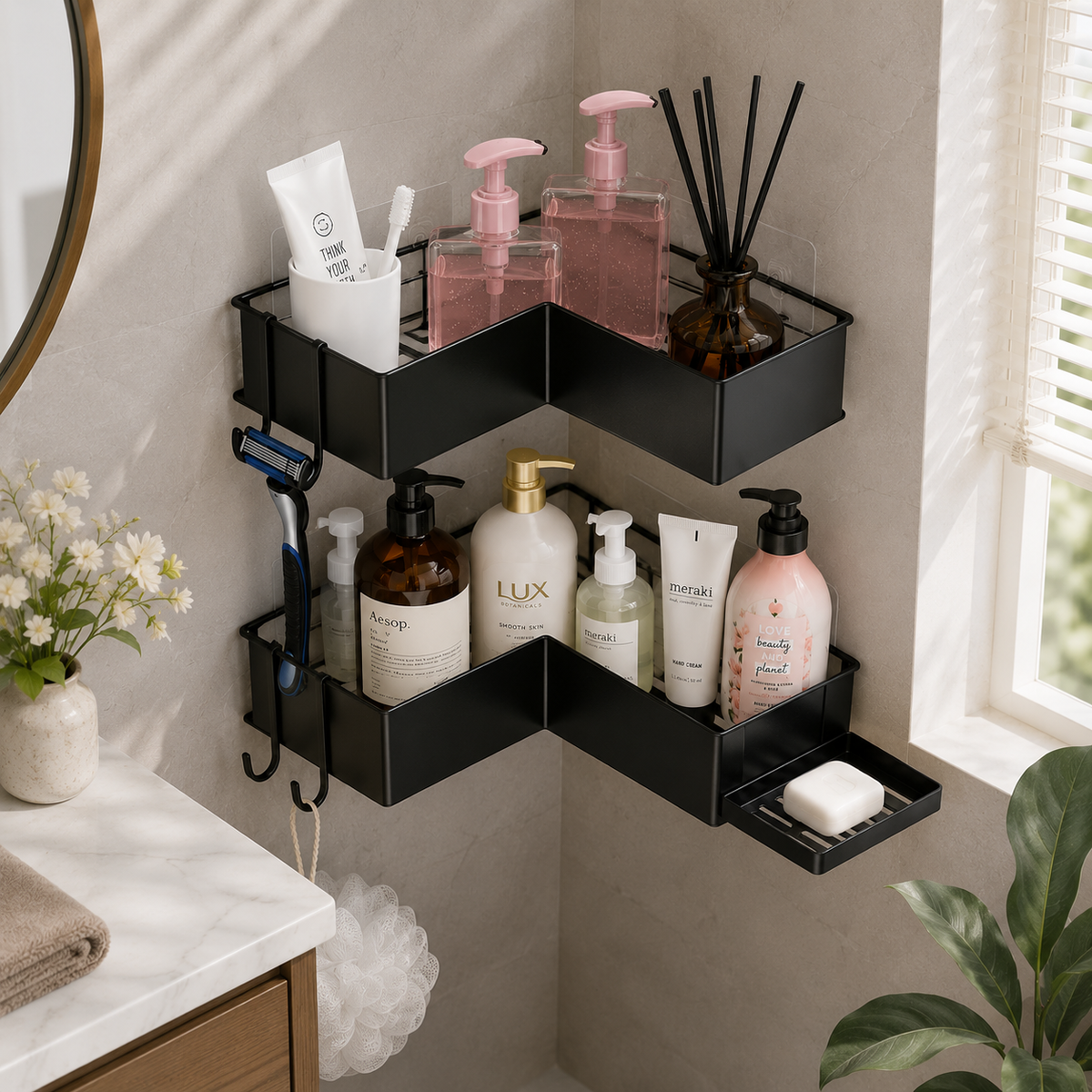 Corner Suction Shower Caddy