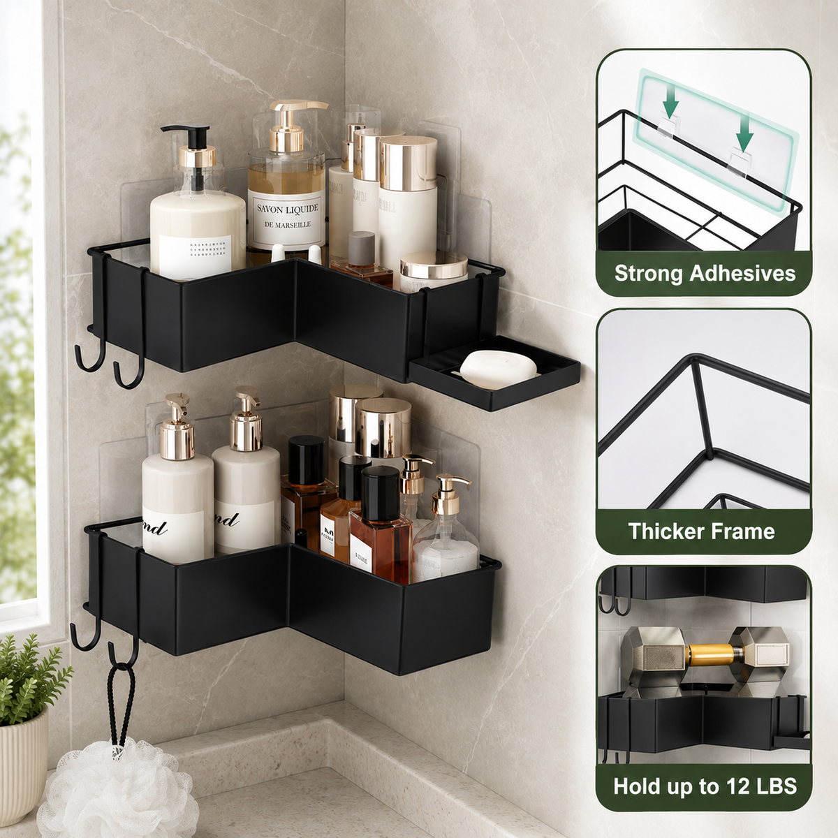 Corner Suction Shower Caddy